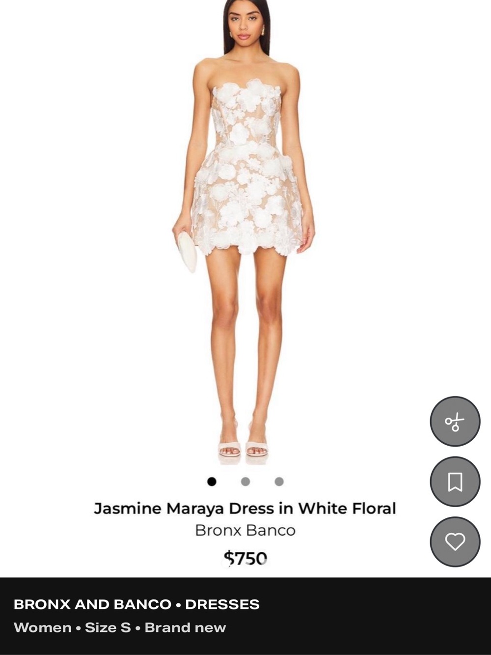 Bronx and Banco White Strapless Floral Appliqué Mini Dress